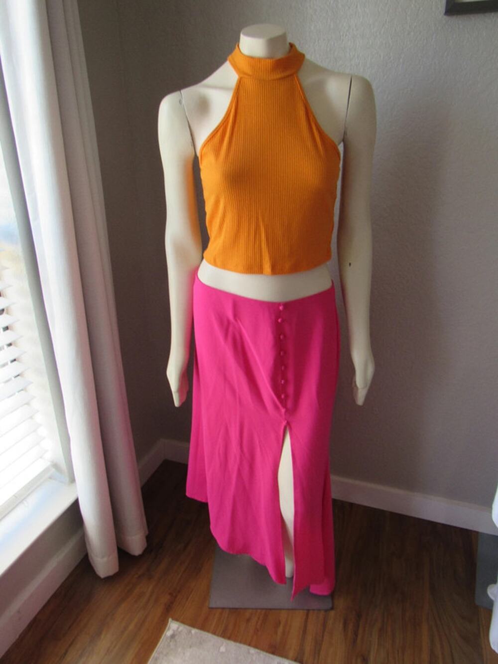 Shein Pink & Orange Skirt Set